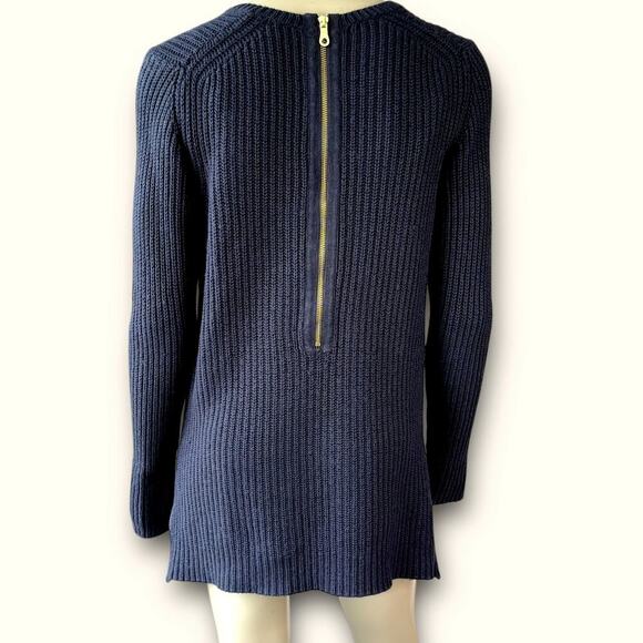 Ann Taylor Merino Wool Blend Long Sleeve V Neck Rib Tunic Sweater Size M Black - Picture 2 of 13